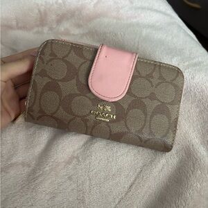Coach Signature Brown and Pink Wallet